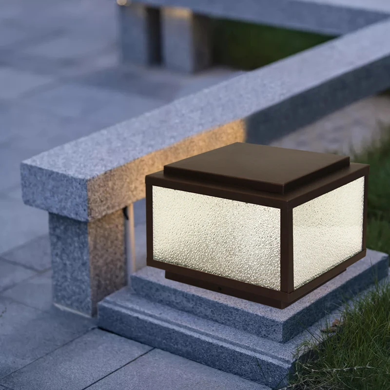 APRIL Outdoor Solar Post Lamp LED Creative Square Pillar Lights Waterproof IP65 for Home Villa Hotel Porch Courtyard