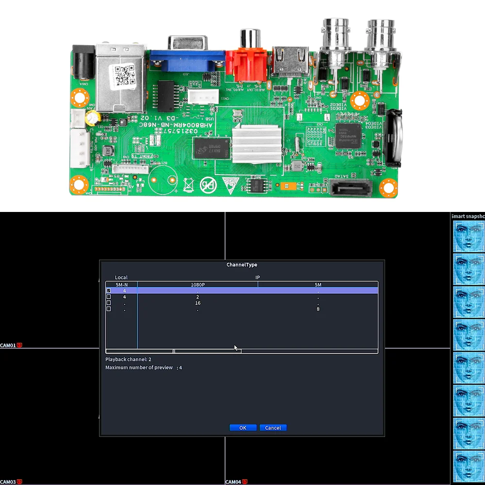 Dvr 4CH 5 In 1 Cctv Dvr Recorder Board Tvi Cvi Ahd Cvbs Ahd Camera Digitale Video Recorder Xmeye Cctv systeem Ondersteuning 2MP 5MP