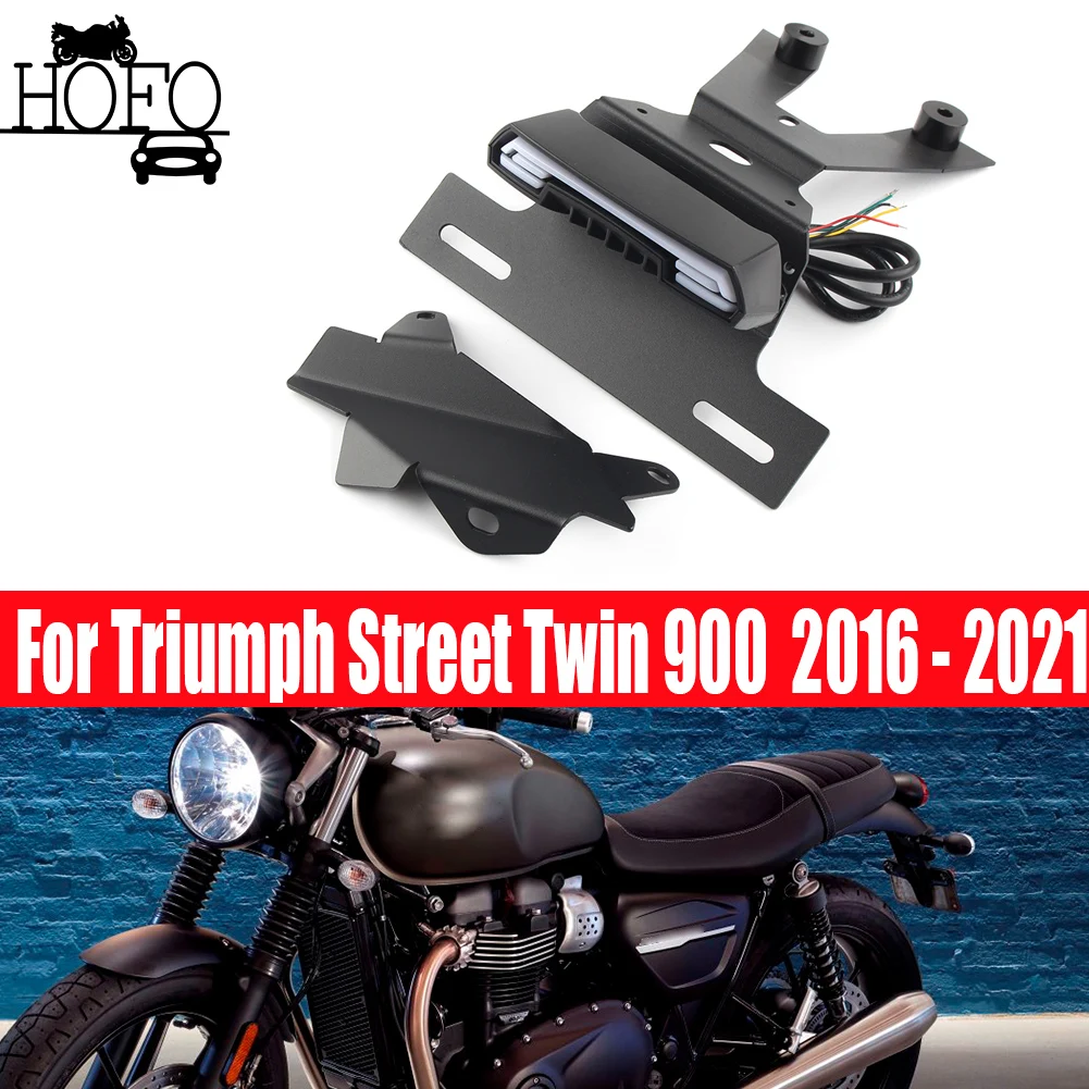 

License Plate Holder LED Light For Triumph Street Twin 900 2016 - 2021 Motorcycle Tail Tidy Fender Eliminator Rear Bracket