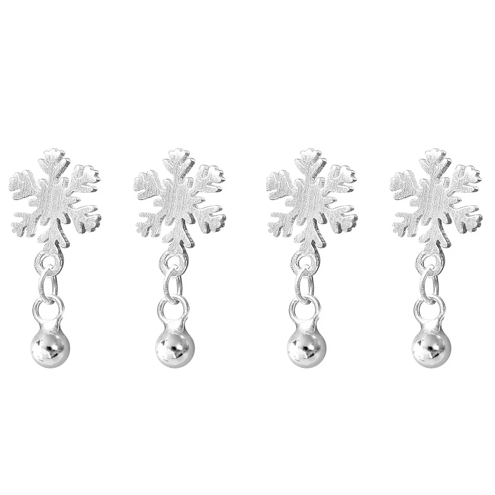 

2 Pairs Snowflake Ear Pattern Earrings Pendant Ornament Christmas Presents Crystal Stylish Drill Miss