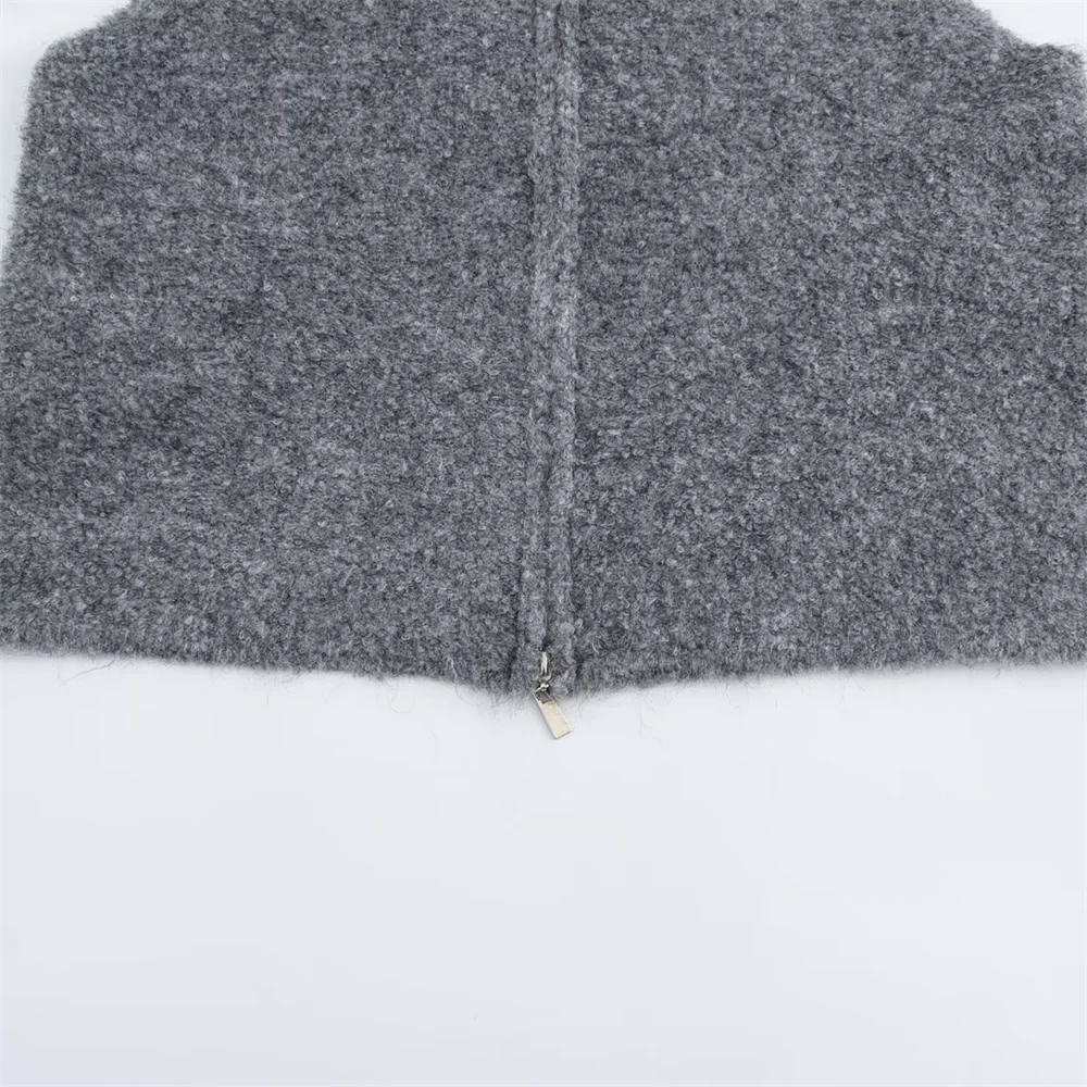 Women's Round Neck Double Zipper Sleeveless Knitted Sweater Spring New Solid Color Temperament Loose Vest