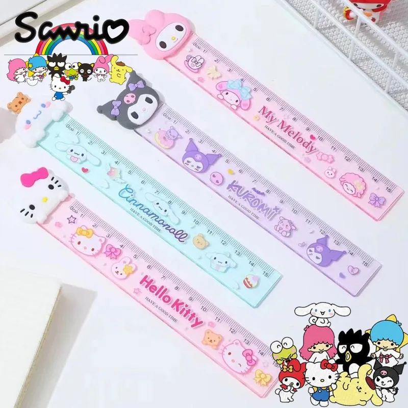 

Sanrio Cute Stationery Ruler Cartoon Hello Kitty Kuromi My Melody Cinnamoroll 15cm Ruler Student School Office Supplies Kid Gift