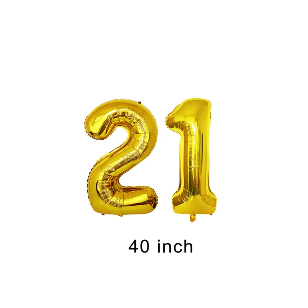 

Aluminum Foil Latex 21 Years Old Birthday Balloons Sets Golden Shining Balloons Birthday Party Gathering Decor