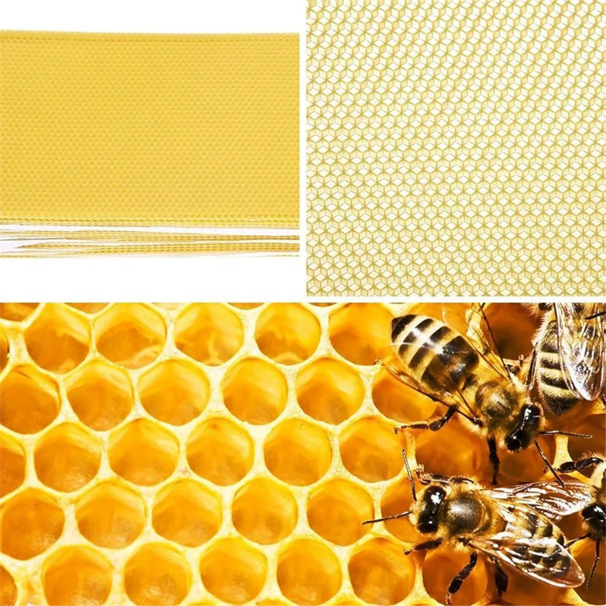 30Pcs Beeswax Sheets, Natural Wax Foundation for Bee Frames, Bee Foundation Sheets for Candle Making (16.34 X 7.68inch)