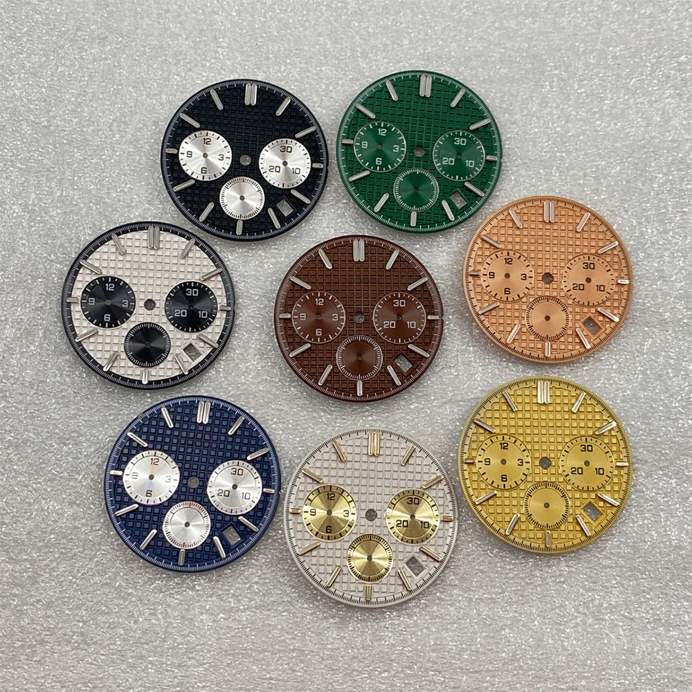 

31.8mm S Logo Panda Oak Dial Fit VK63 Movement Green Luminous High-Quality Watch Modification Accessories