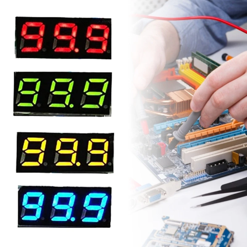 10 قطع جهاز قياس الجهد الكهربائي الصغير الرقمي الفولتميتر مع شاشة LED 0.28 بوصة
