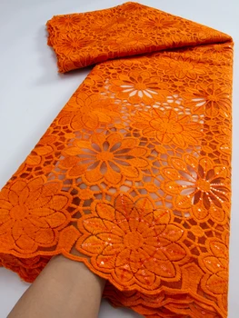 Mavi Tül Dantel 2024 2.5 Yards Son Afrika Fransız Örgü Dantel Payetler ile Nijeryalı Süt Ipek Dantel Dikiş Kumaş PartyTY3203