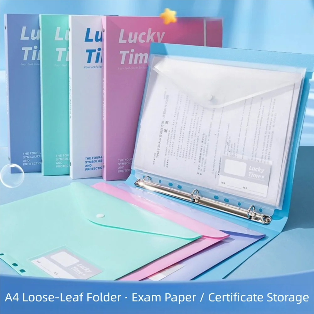 New PP A4 File Folder 3 Hole Dustproof Data Folder Waterproof Large Capacity Document Display Book Office