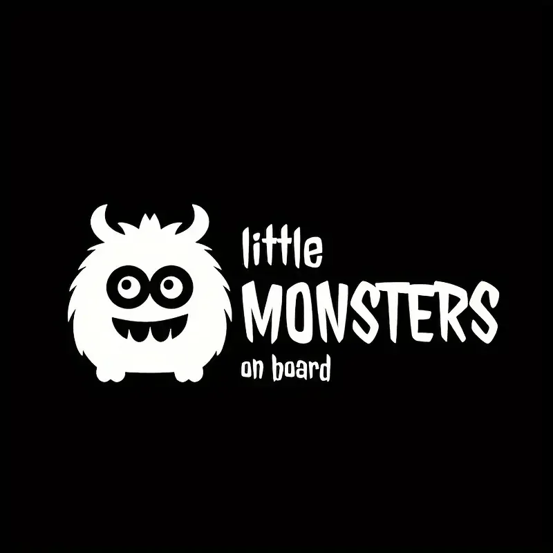 Vinyl Little Monsters On Board Car Decal - Self-Adhesive, Matte Finish, Waterproof, Single Use Sticker for Vehicle Windows, Plas