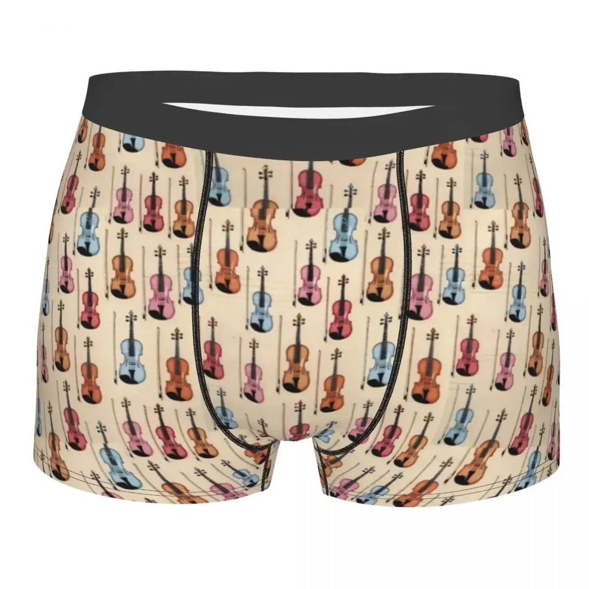 Men Violin Colorful Vintage Sky Boxer Shorts Panties Mid Waist Underwear Music Note Homme Novelty S-XXL Underpants