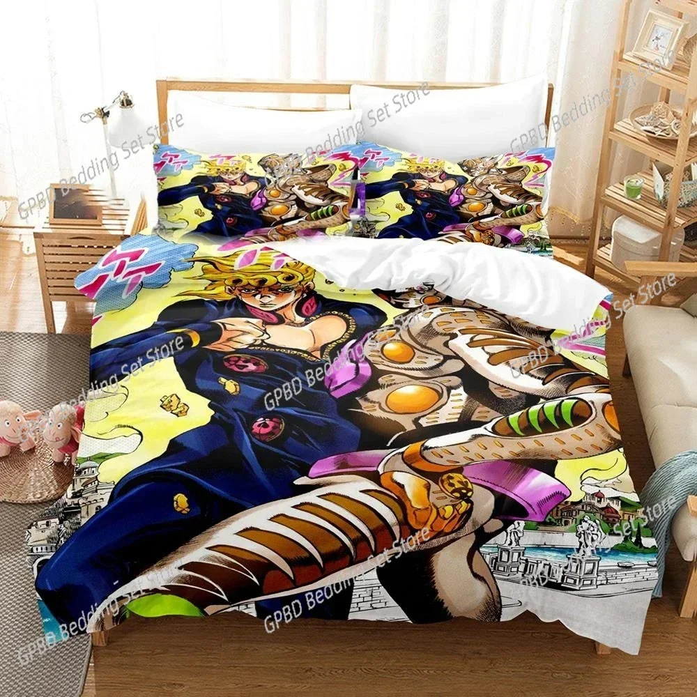 JoJo Bizarre Adventure 3D Bedding Set Duvet Cover Pillowcases Single Twin Full Queen King Size Home Decor Quilt Boys Gift