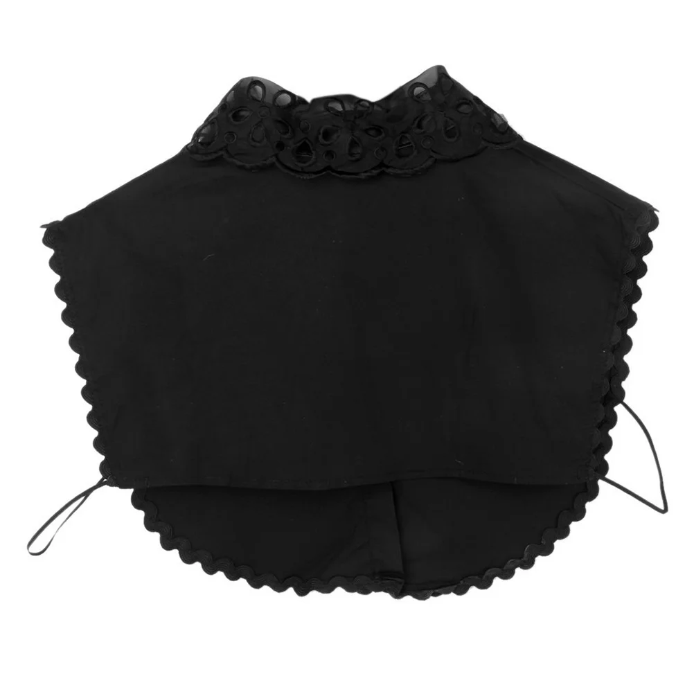 

Black Lace Detachable Fake Collar 30cm Front 22cm Rear 39cm Neckline 37cm Shoulder Match 4 Buttons Women Girls Half
