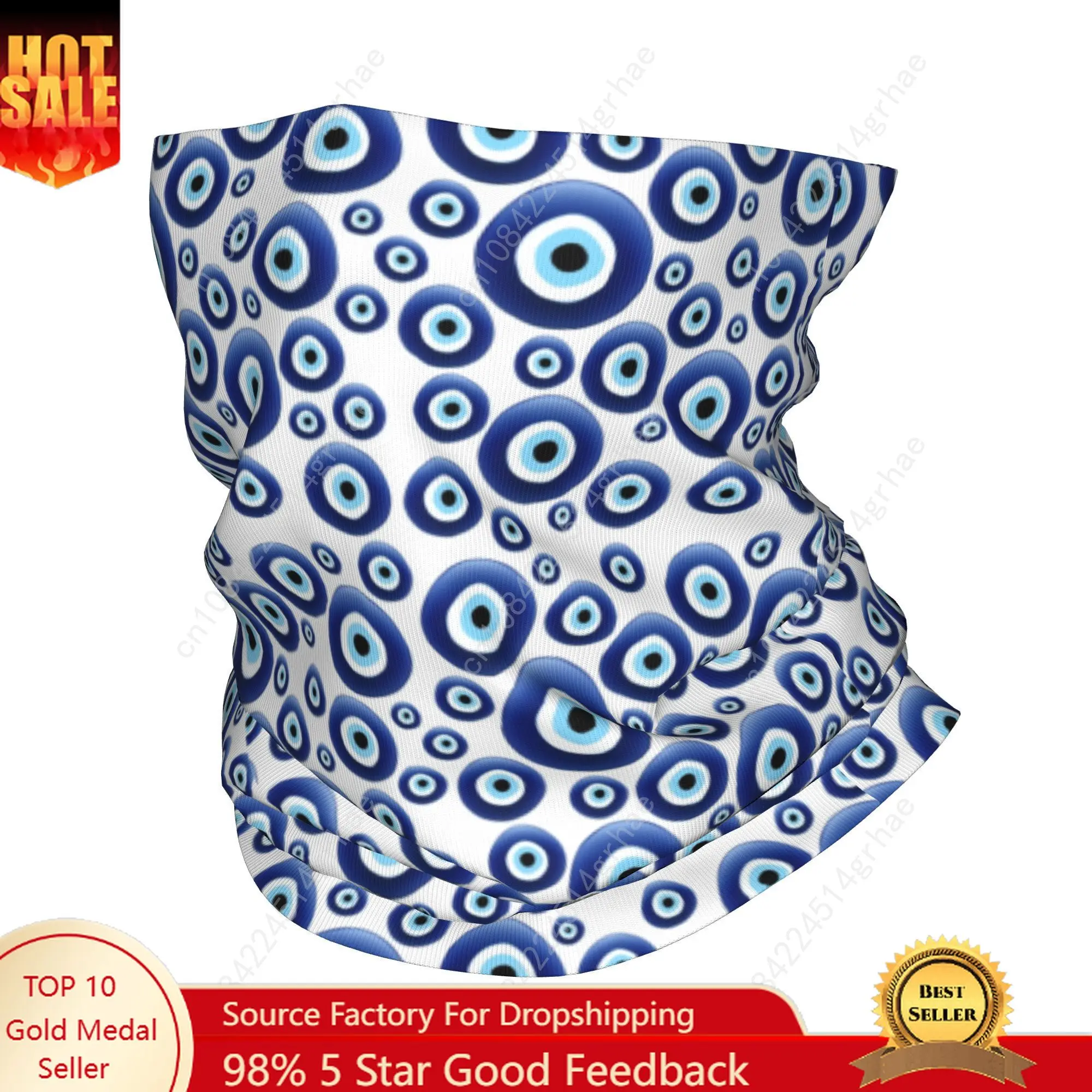 

Evil Eye Protection Bandana Winter Neck Warmer Women Windproof Wrap Face Scarf for Ski Lucky Charm Amulet Hamsa Gaiter Headband