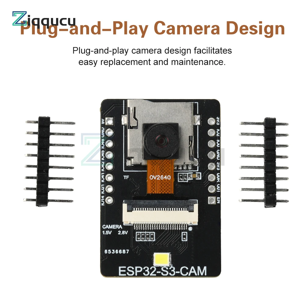 

ESP32-S3-CAM WiFi Bluetooth AI Vision Module with Type C Interface for Face Detection and Color Recognition