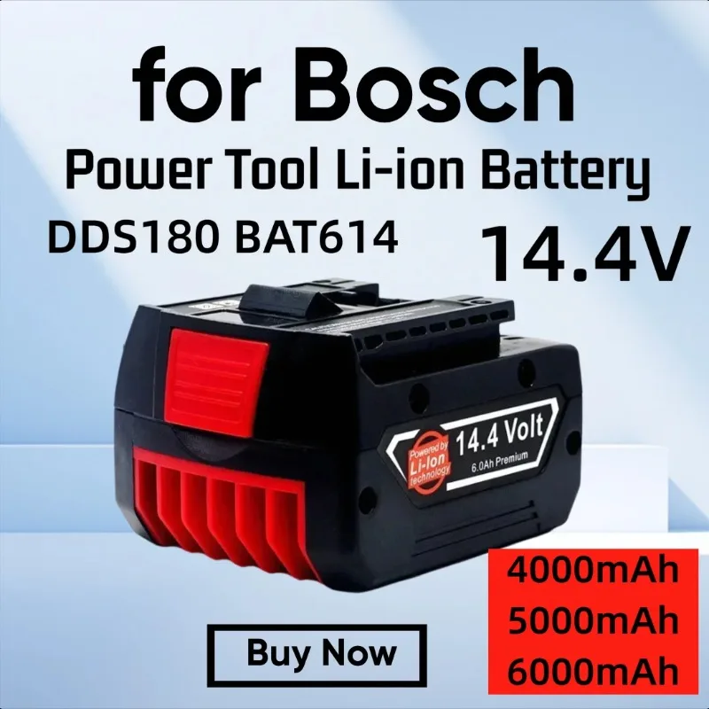 

14.4V 4.0/5.0/6.0Ah for Bosch GBH GDR GSR 1080 DDS180 BAT614G Power Tool Li-ion Battery