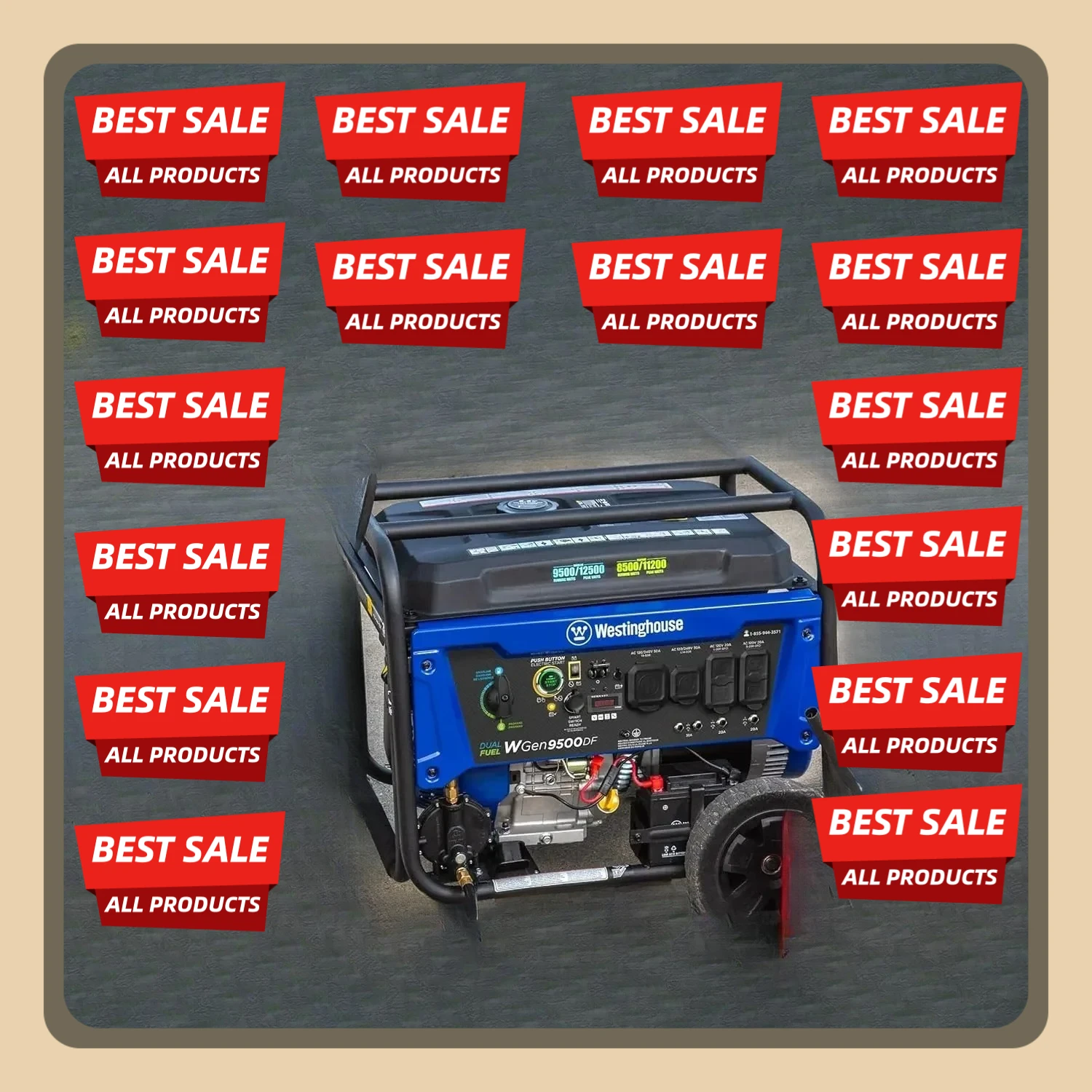 

[XMSJ-Limited Stock, Buy Now!]12500 Watt Dual Fuel Home Backup Portable Generator, Remote Electric Start, Transfer Switch Ready,