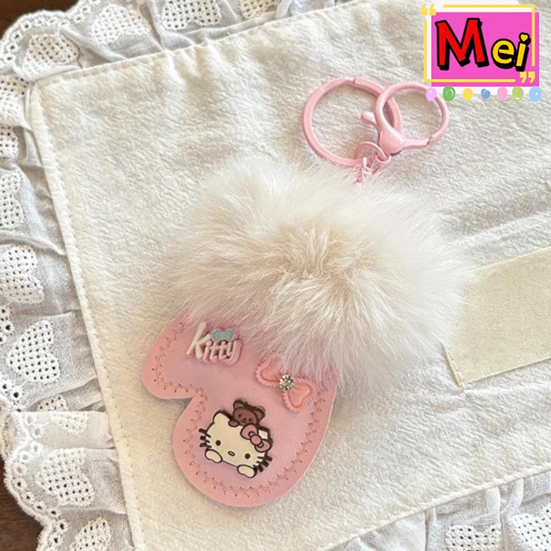 พวงกุญแจตุ๊กตาแมวน่ารัก สร้างสรรค์รูปทรงถุงมือการ์ตูน ของตกแต่งกระเป๋าเป้สะพายหลัง ของประดับตกแต่งรถยนต์ สายคล้องของขวัญวันคริสต์มาสและวันเกิด