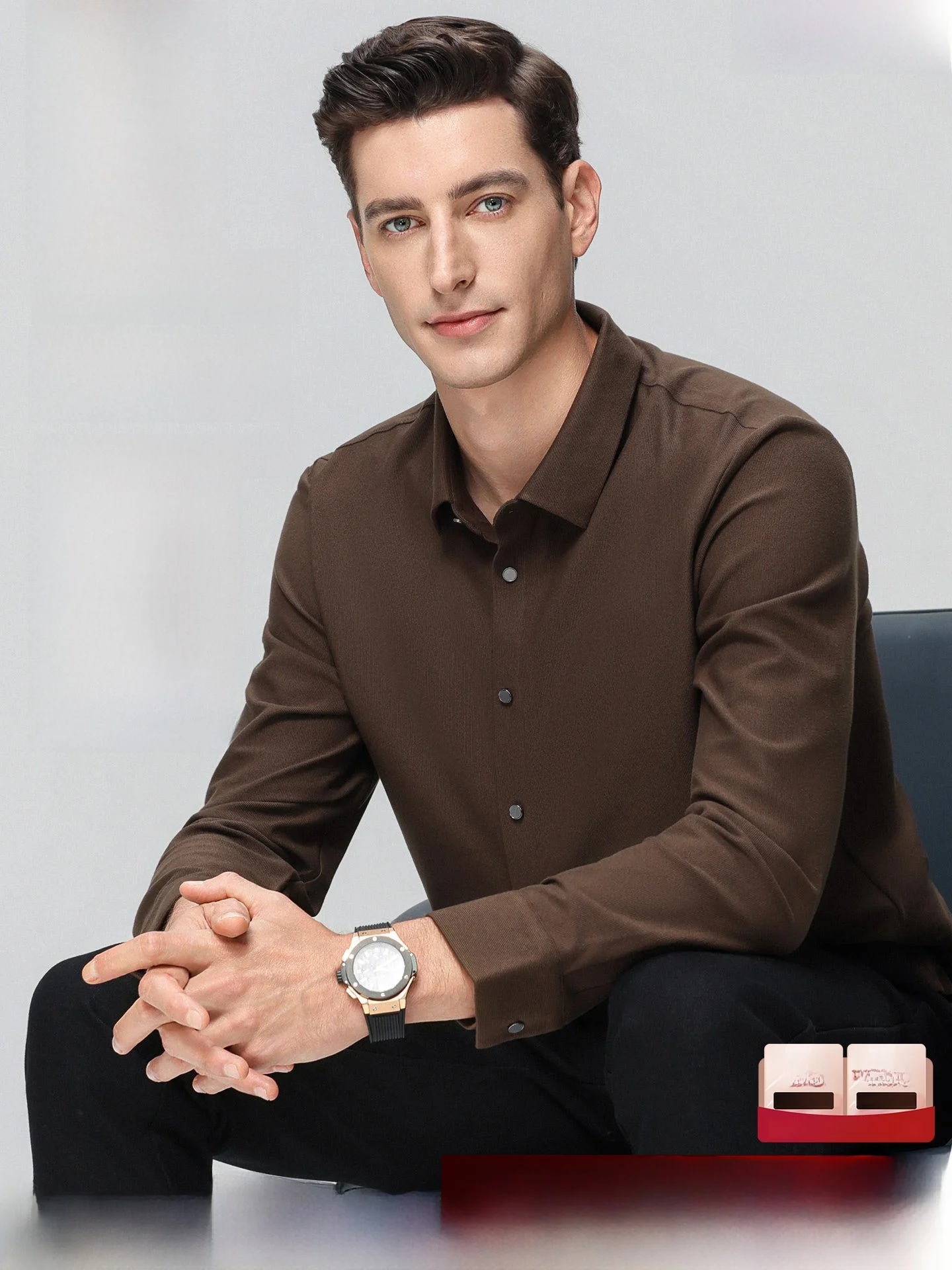 Lormen Men's Business Long Sleeve Corduroy Shirt Elastic Four-Way Stretch Seamless Shirt Autumn New Style Standard Fit Polyes...