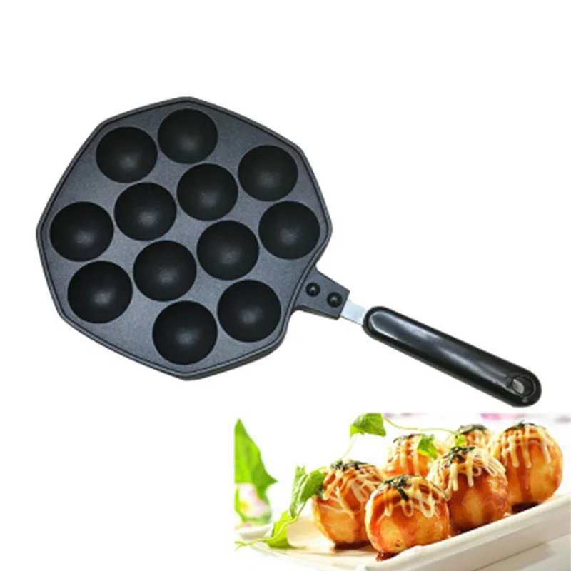 12 Holes Aluminum Alloy Takoyaki Pan Takoyaki Maker Octopus Small Balls Baking Pan Home Cooking Tools