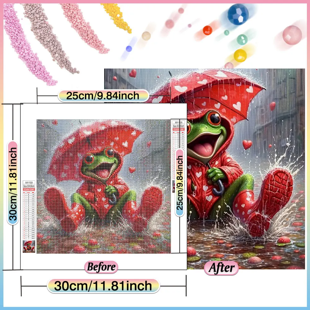 HUACAN Diamond Mosaic 5D Frog Full Round Animal Painting Complete Kit Rhinestones New Arrivals Wall Decoration