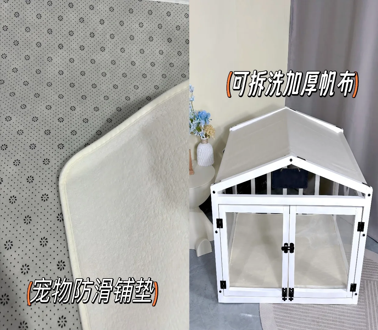 Solid Wood Transparent Kennel Small Dog Enclosure Luxury Pet Villa House Indoor-outdoor Dog House Crate Waterproof Pet Products view 6