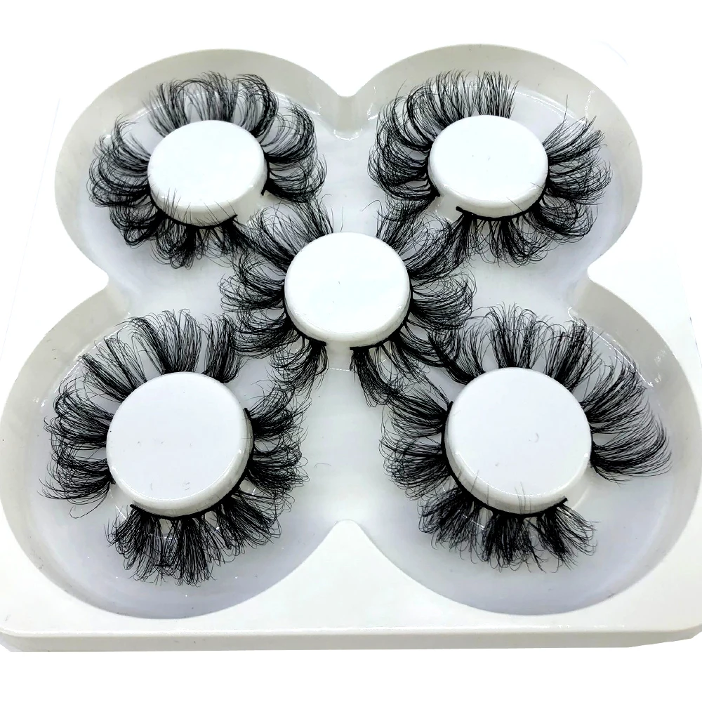 New 5 Pairs 25mm 3D Mink False Eyelashes Thick Dramatic Wispies Fluffy Eyelash Extension Makeup Volume Handmade Faux Mink Lashes