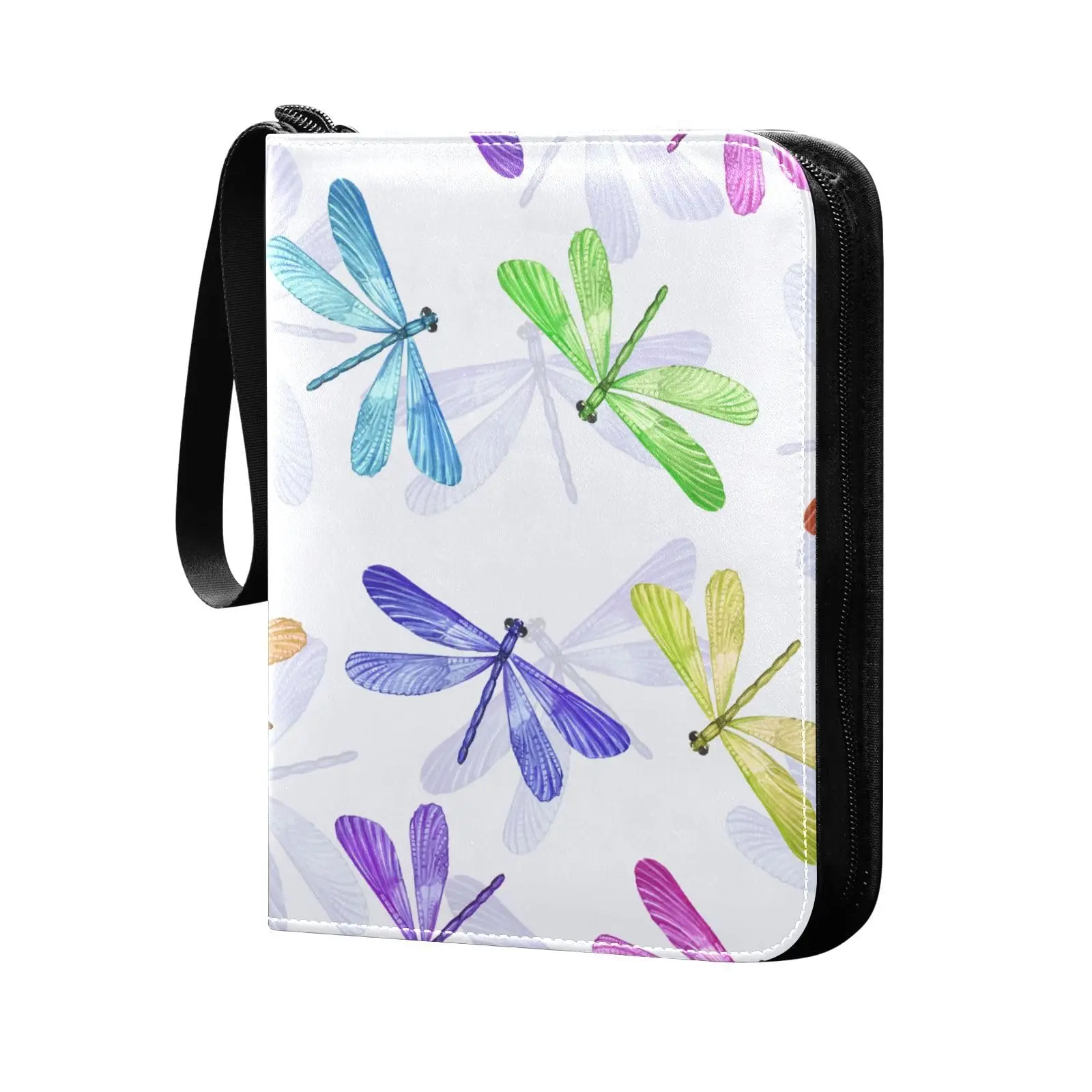 Colorful Dragonfly 4 Pocket Card Binder, 400 Double Sided Pocket Album for Sport Game Cards, Unique Card Collection Storage