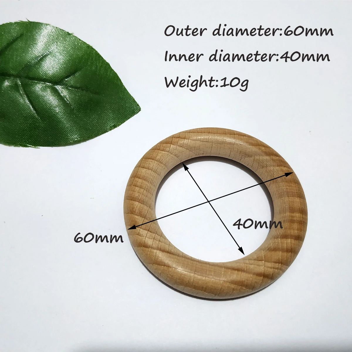 Customize Logo Natural 60mm Wooden Ring for Craft Baby Teether Beech Round Circle Ring Teething Toy DIY Nursing Bracelets Rattle