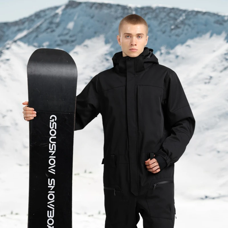 

2026 New Men's One-Piece Snowboard Windproof Waterproof Fabric Workwear-Inspired Durable Stitching Suitable Ski Outdoor Sports