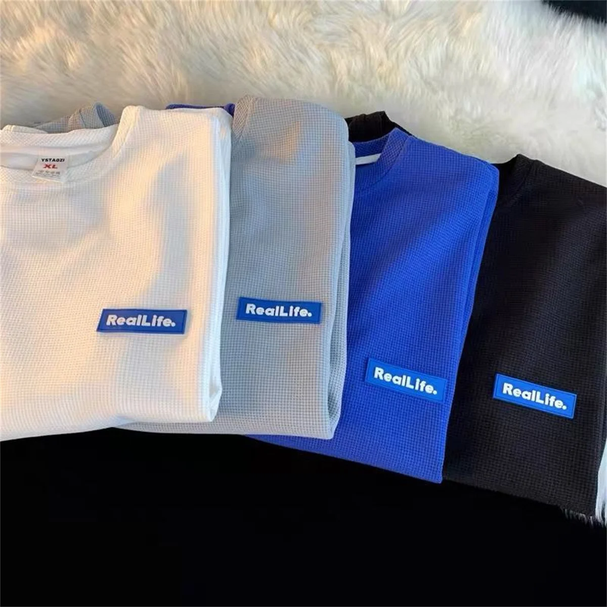 Cool Blue Basic T Shirt Tee Tops Summer Men Hip Hop Short Sleeve Streetwear Ins Style Harajuku Fashion Male Couple Tshirts Boys