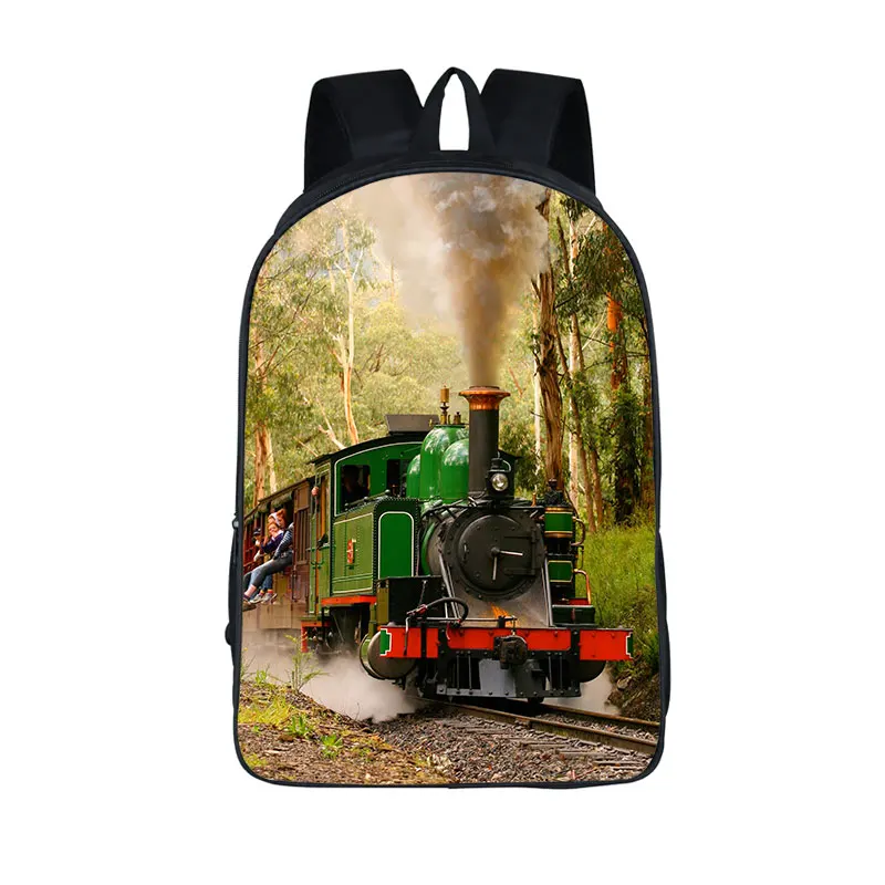 Old-fashioned Steam Train / Locomotive Pattern Backpack for Teenager School Bags Women Rucksack Travel Student Book Bags Gift