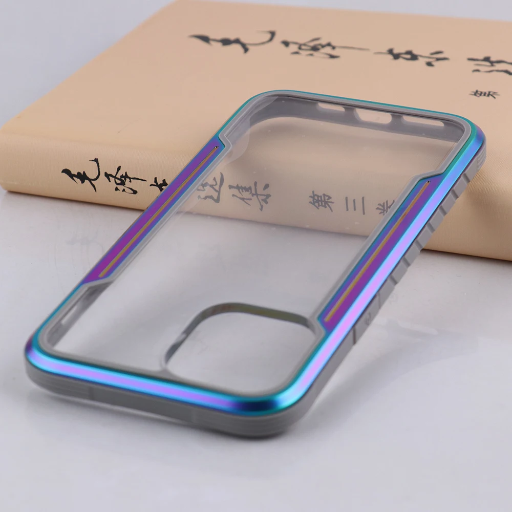 UGOJP Phone Case For iPhone 12 Pro Max Anit Drop Clear Cover For iPhone 12 Pro Aluminium Frame Bumper Soft TPU Shockproof Shell