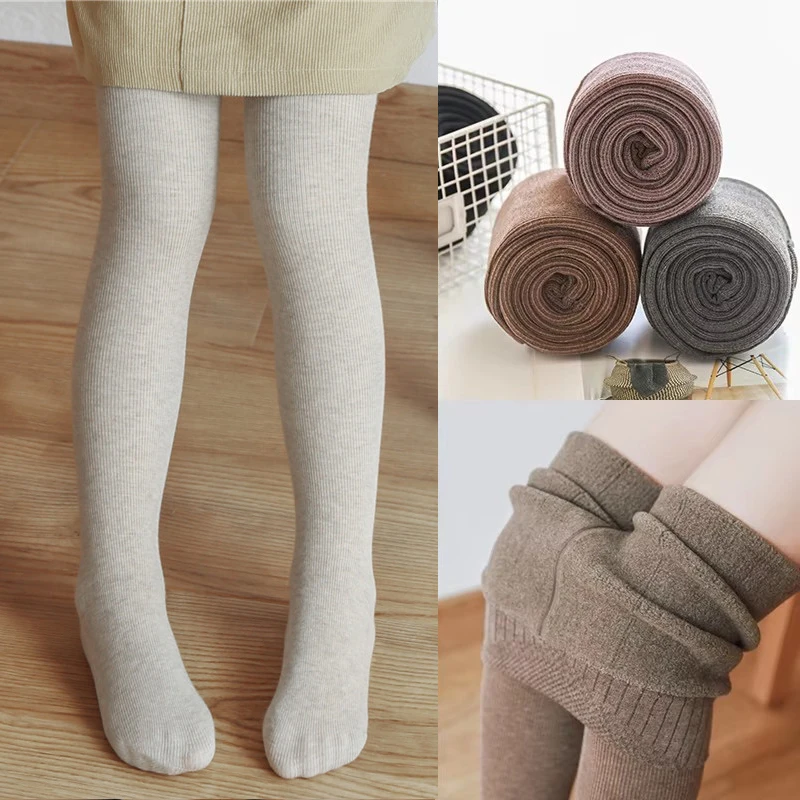 Winter Fleece Warm Tights For Girls Cute Sliming Children Pantyhose Toddler Girls Tights 3 To 10 Yrs Thick Dance trousers