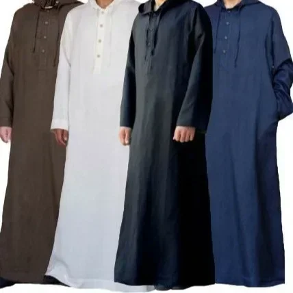Uomini Semplice Stile Lungo Abito Musulmano Abaya Abito Lungo Arabia Saudita A Righe Abaya Marocchino Caftano Islam Dubai Arabo Musulmano 2024 S-5XL