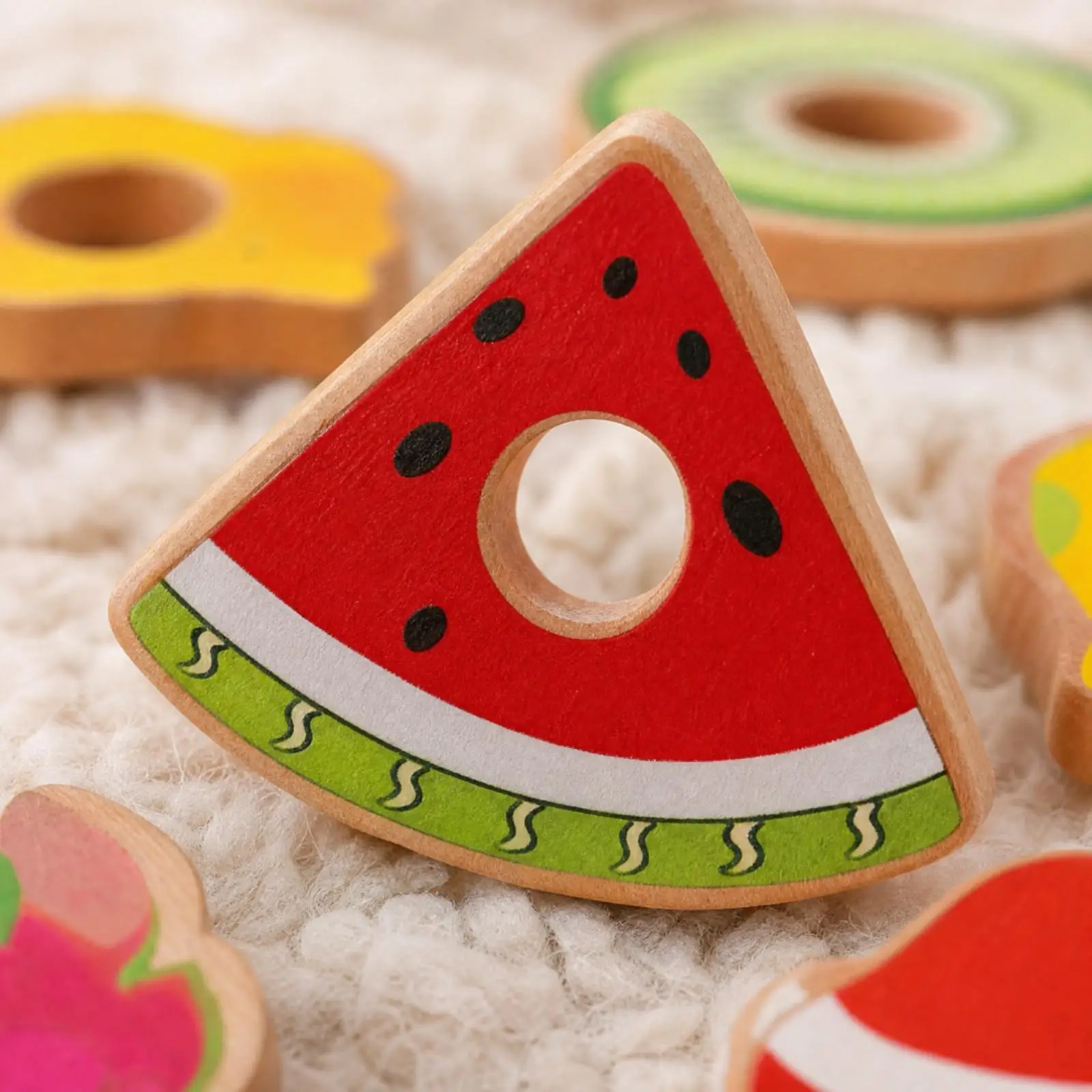Educational Wooden Lacing Game for Kids Caterpillar Threading Toy with Handle Cord Learning Activity for Children Hand Eye