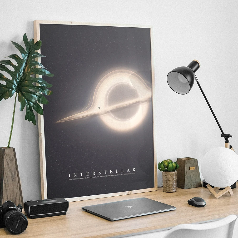 ملصق فيلم بين النجوم بسيط ، طباعة قماش تجريدية ، ثقب أسود من خلال جدار الفضاء ، لوحة حديثة ، ديكور غرفة المنزل #3