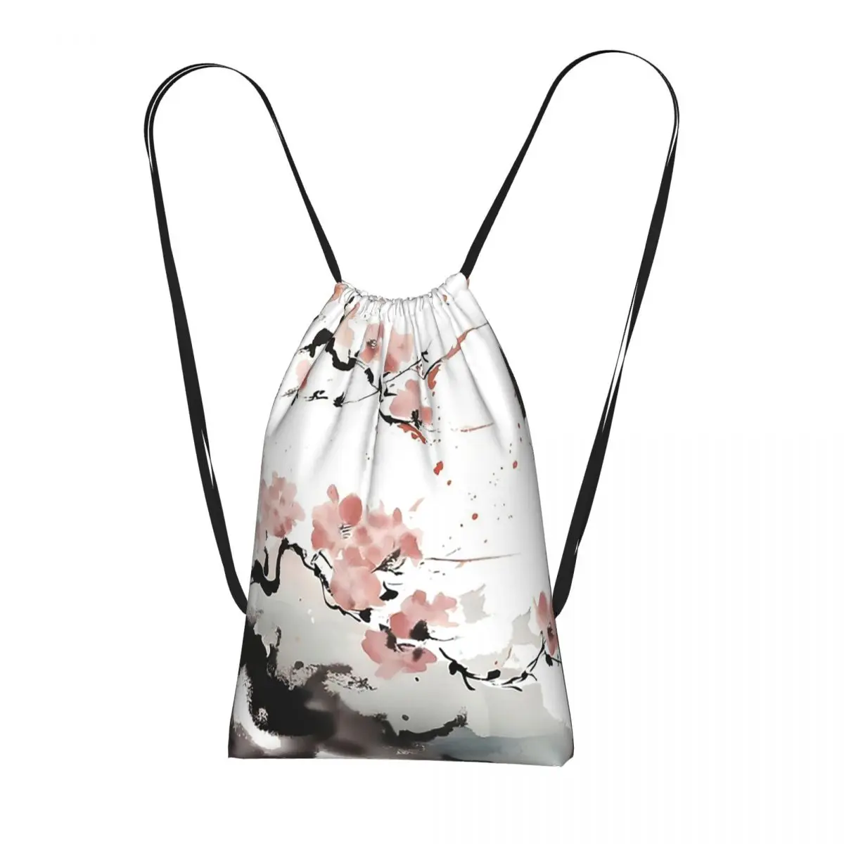 

Japanese Sakura Floral Cherry Blossom Branch Backpacks Casual Drawstring Bags Sundries Bag Book Bags for Travel Students