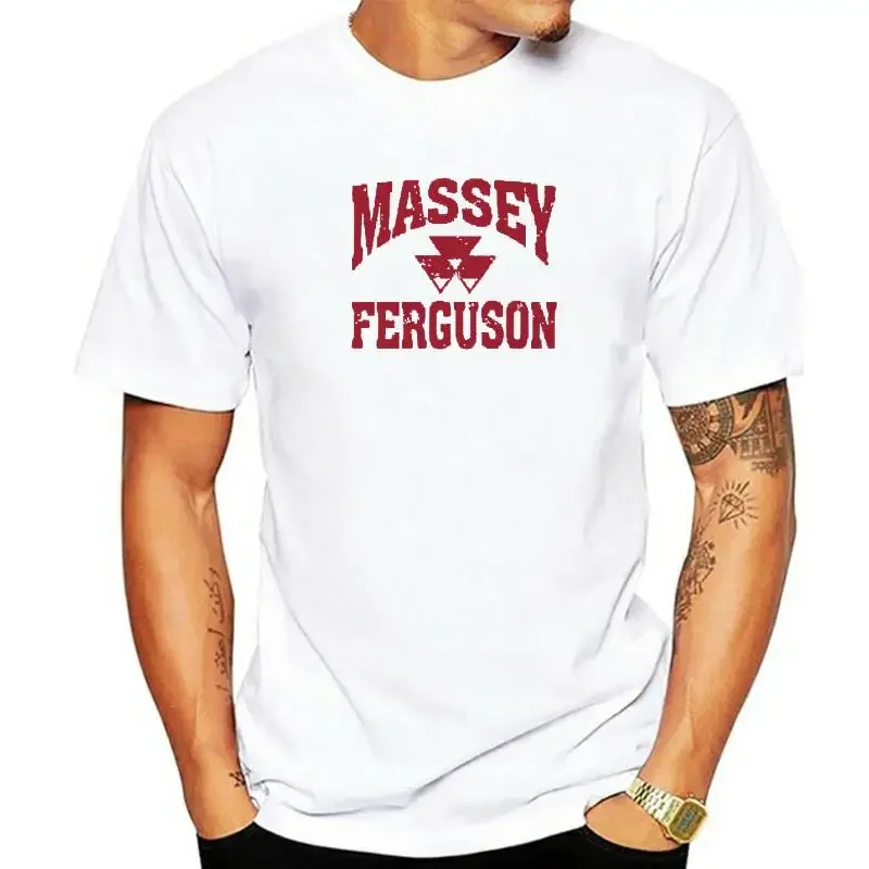 2025 new model Men fashion T shirt Massey Ferguson Gray Weathered Logo Tee Shirt Round Neck Cotton Bottoming Short Sleeves Tops