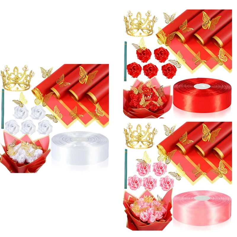 

Artificial Roses Bouquet Flowers Bouquet Wrapping Paper Flower Wrapping Paper Red