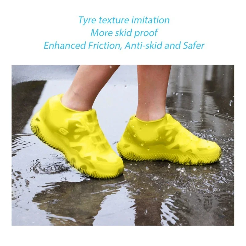 1 Paar Unisex Waterdichte Antislip Siliconen Schoen Hoge Elastische Slijtvaste Regenlaarzen Voor Buiten Regenachtige Dag Herbruikbare Schoenovertrek