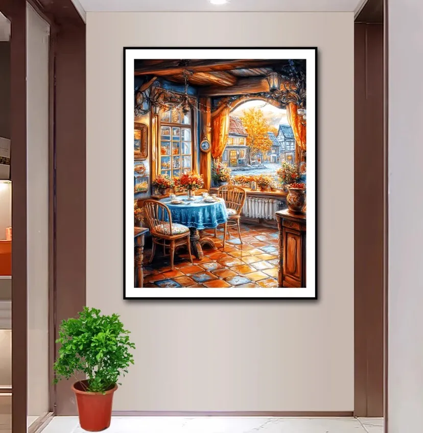 

Романтический ресторан, набор для вышивки крестом, сделай сам, 9CT, 60X80 см, хлопковые нитки, вышивка, рукоделие, подарочное украшение ручной работы