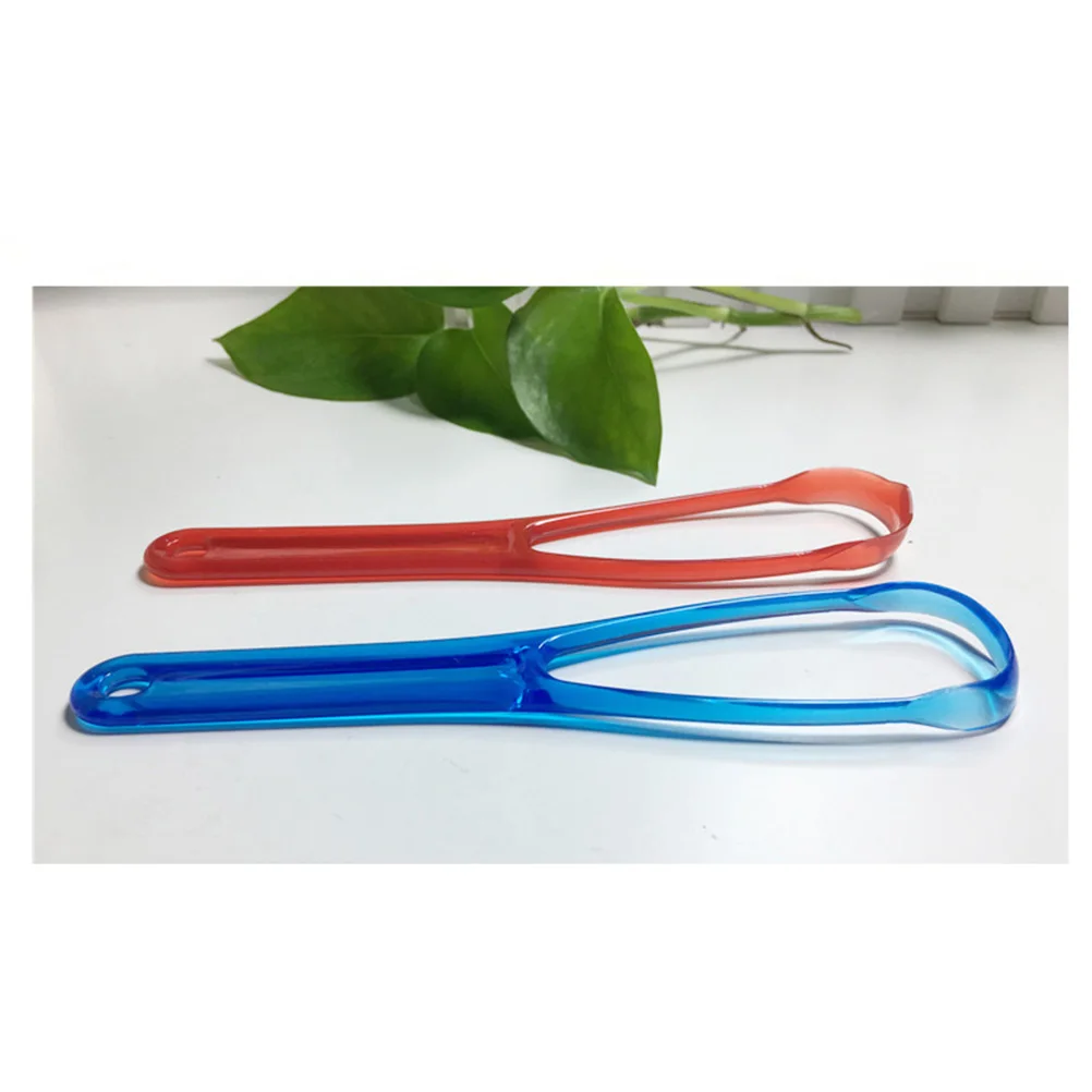 

2pcs Tongue Cleaner Plastic Gentle Effective Remove Breath Protection Tools Scraper Brush Oral Care