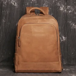 Highend A4 Vintage Brown Black Grey Top Grain Genuine Leather 14'' Laptop Women Men Backpack Cowhide Male Travel Bag M30055