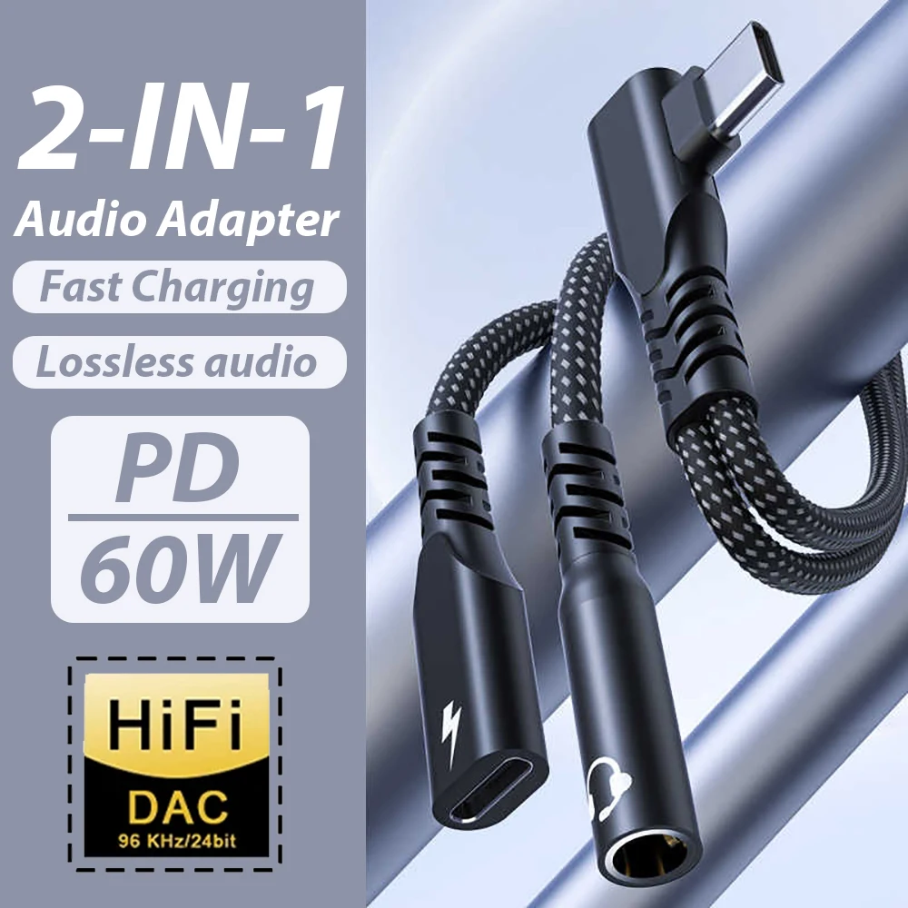 

2 in 1 USB C Splitter PD Fast Charger Cable For iPhone 17 16 15 Pro Max Air Type C to 3 5 Jack Audio Adapter For Samsung Xiaomi
