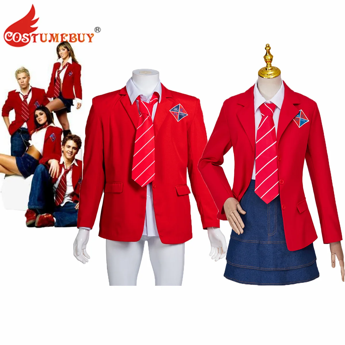 

Rebelde Cosplay Costume Red High School Uniform Coat Shirt Necktie Full Set Blazer Suit Halloween Outfits for Men Women