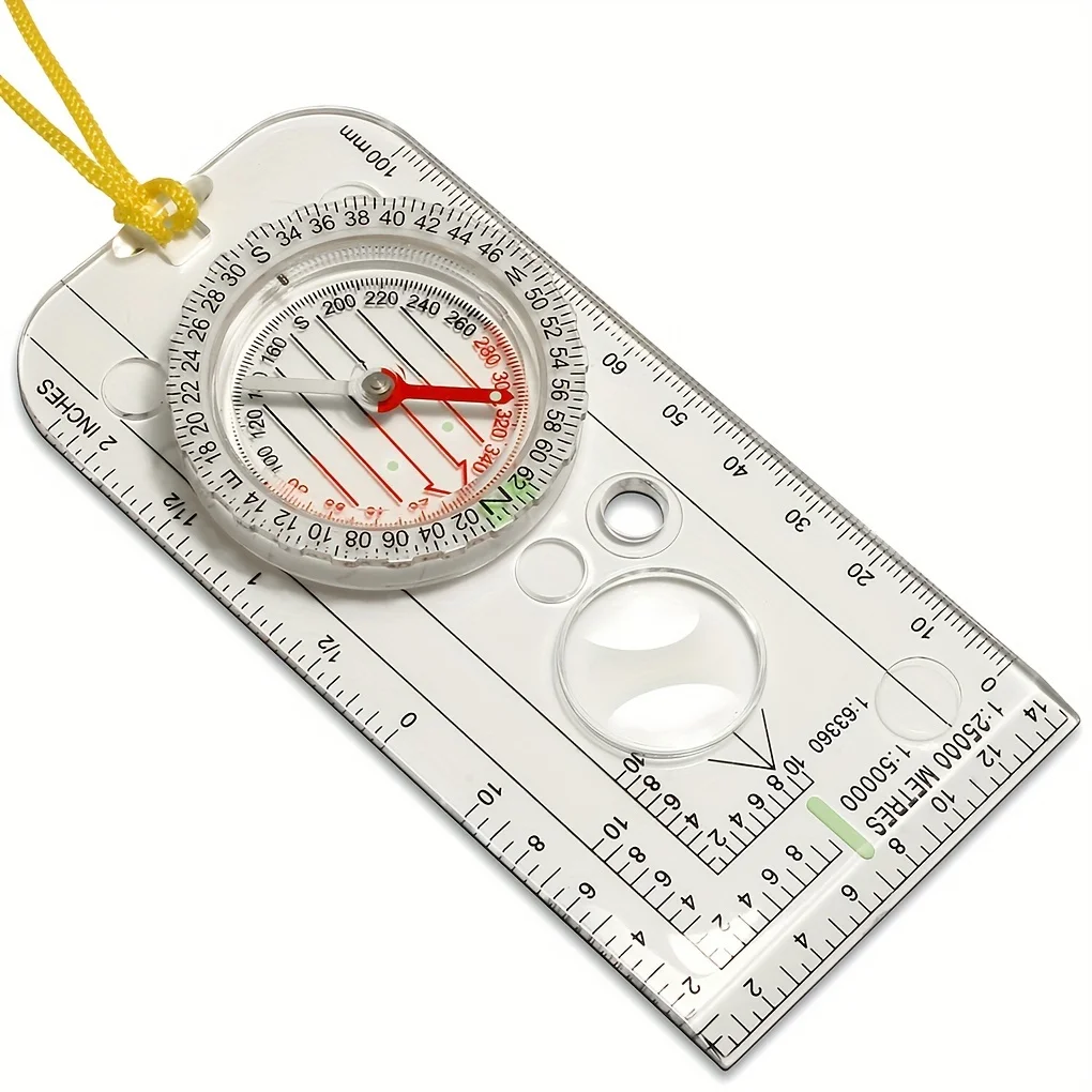 Map Scale Compass Durable ABS Outdoor Camping Hiking Survival Tool