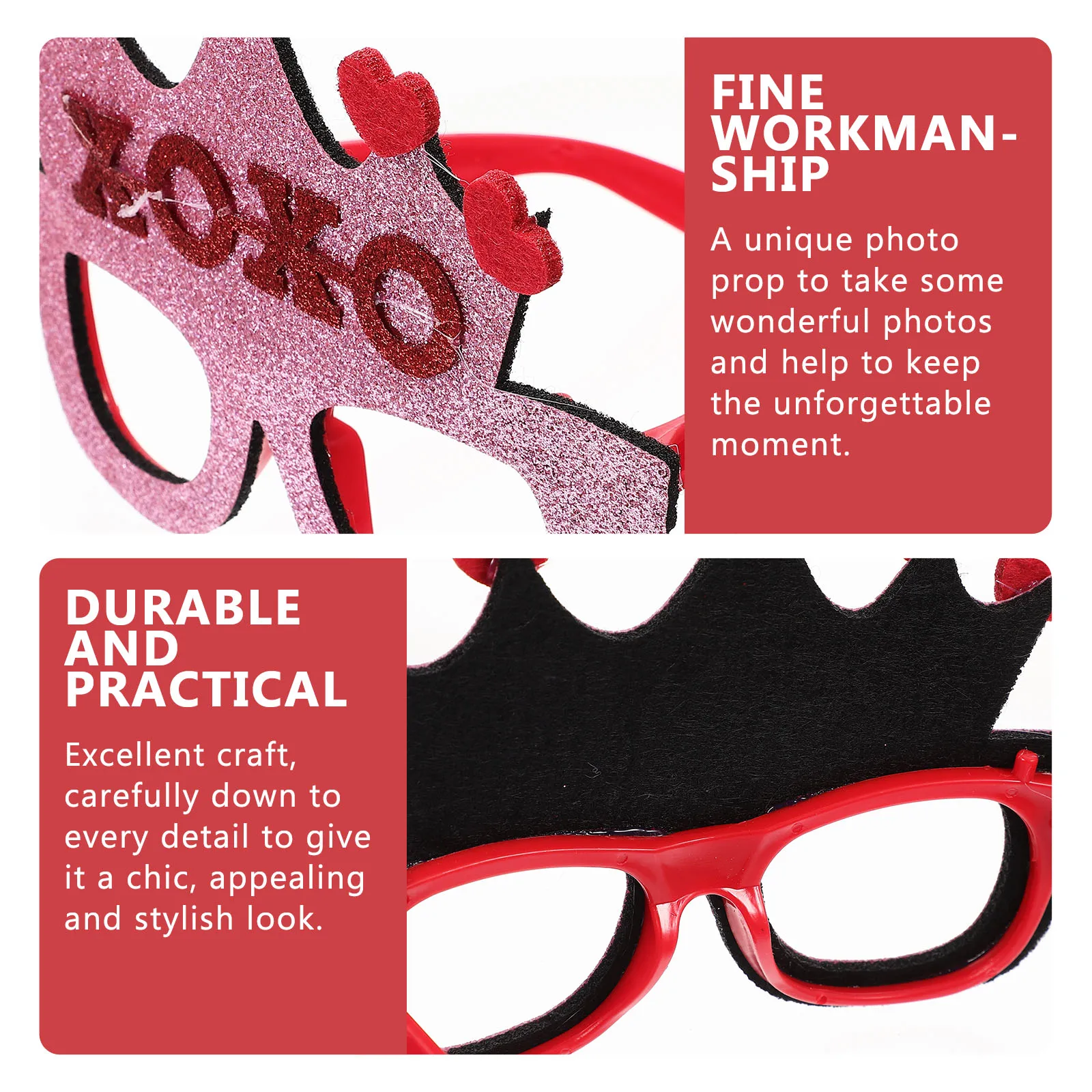 

8Pcs Valentine Party Glasses Heart Shaped Eyewear Fun Photo Props for Couples Premium Comfortable Unbreakable Design