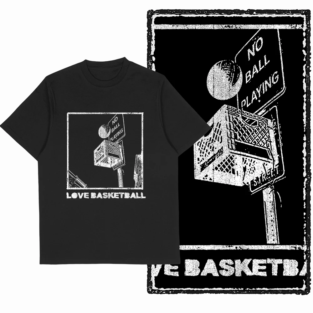 Coolmind YH Basketball Theme Cotton Exclusive Graphic Men T shirt for men cotton Big Size Cool BLACK men's novelty tee shirt