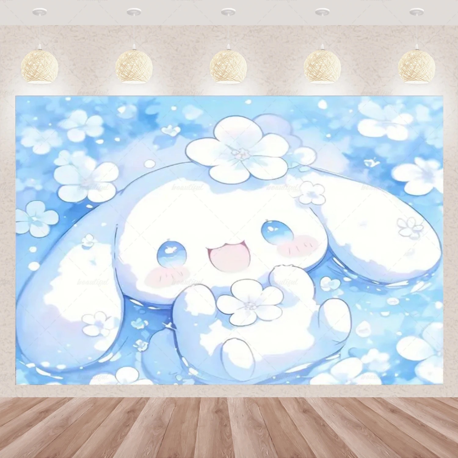 Sanrio 만화 Cinnamoroll 귀여운 생일 파티 배경 장식 배너 Photozone 배경 베이비 샤워 용품 어린이 선물