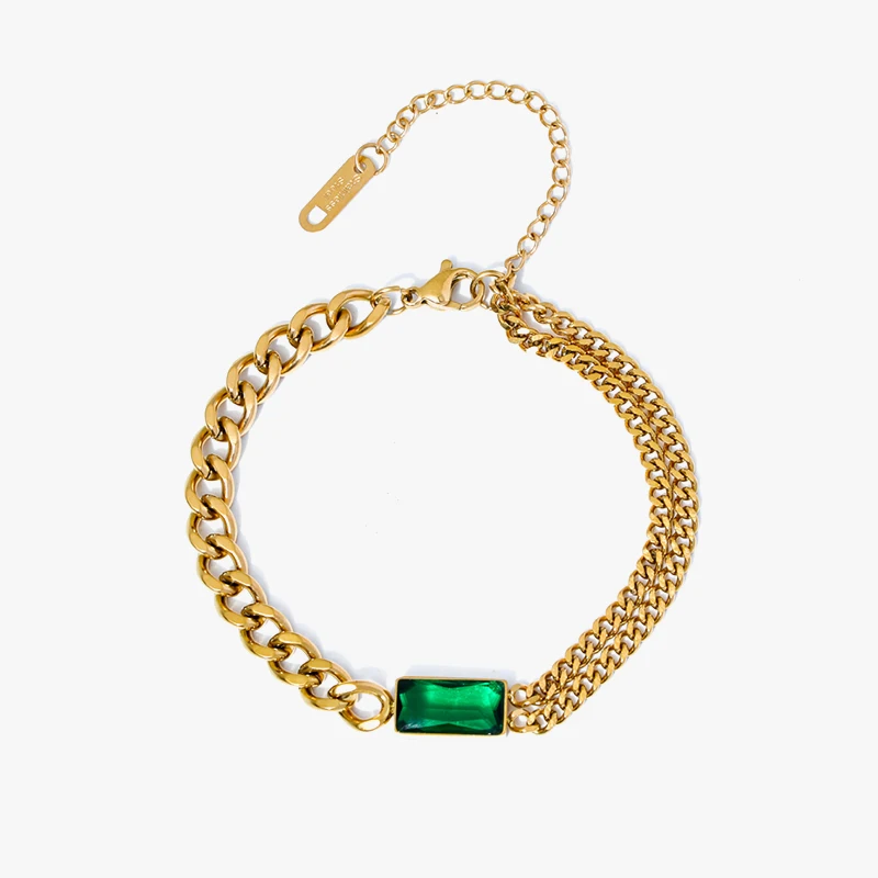 EILIECK 316L Edelstahl Grüner Kristall Halskette Armband Ohrringe für Damen Luxus Farbbeständiger Schmuck 3-teiliges Set Geschenk Party – Detail 16
